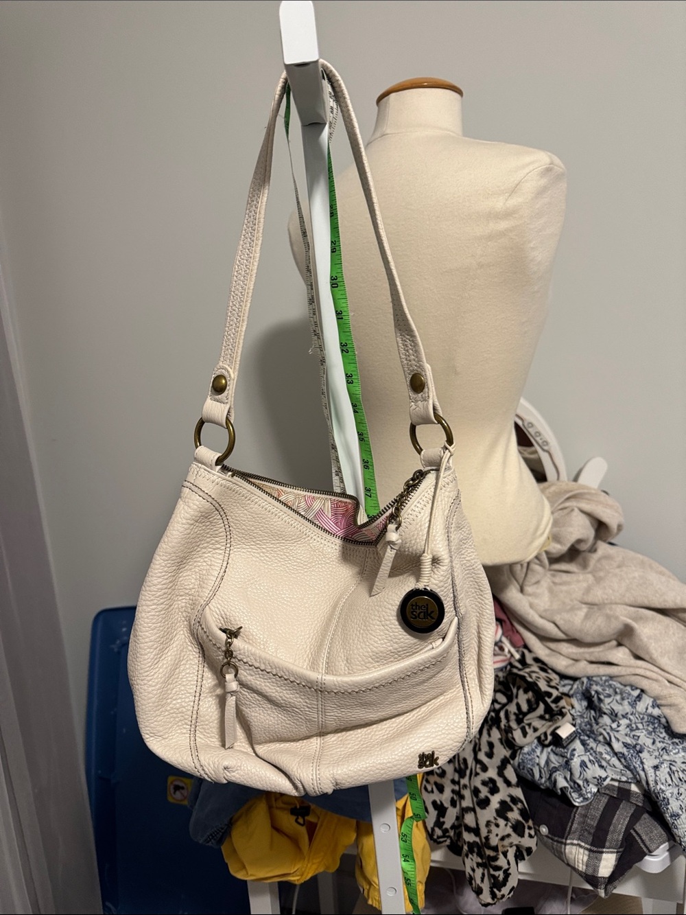 The Sak Cream Pebbled Leather Shoulder Bag